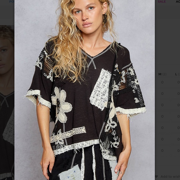 POL “ Springfield 5 “ POL V-Neck Hoodie Top with Lace Detail 53 - Picture 2 of 5